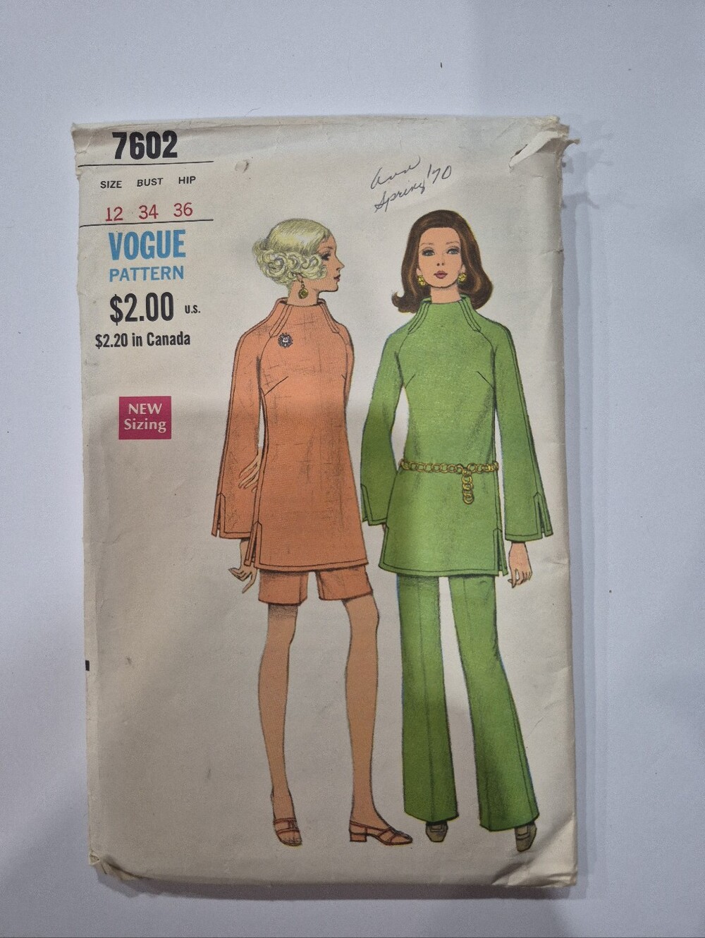 Vintage 1960's Vogue Sewing Pattern Size 12 Loose Pants & Tunic